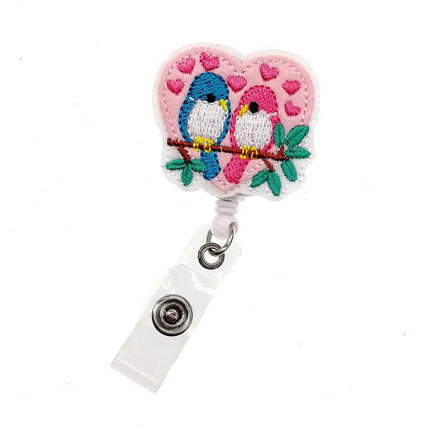 Valentines Love Bird Badge Reel/ Keychain